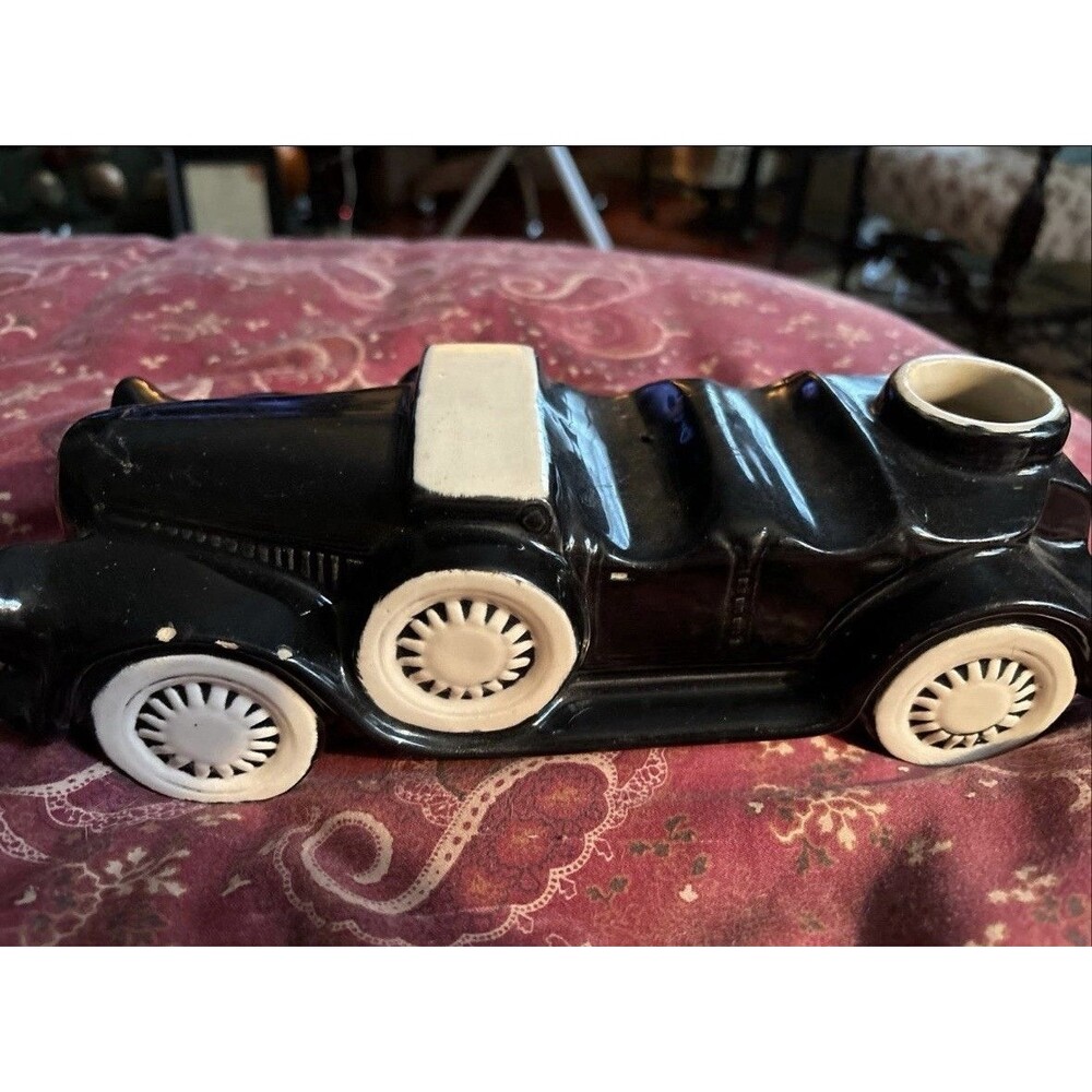 Vintage 1950s McCoy Pottery Black Antique Car Planter USA Incomplete